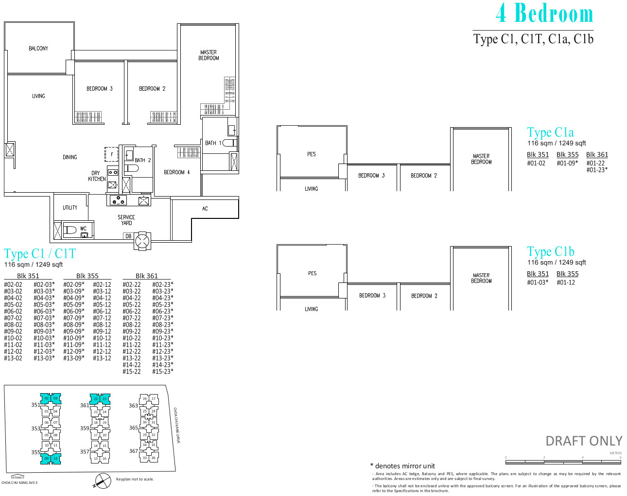 The Wandervale Floor Plans . Type C1 . 4 Bedroom